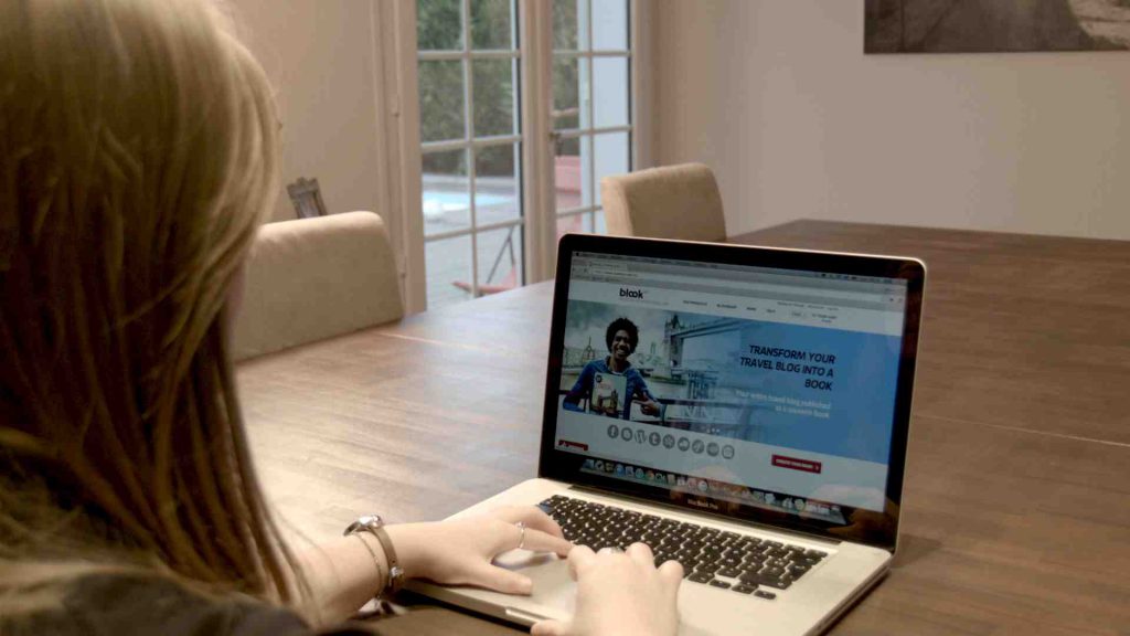 Girl creating her blook on the website 