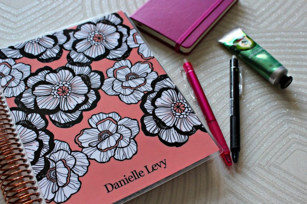 Danielle's pens and notebooks for her lifestyle blog organisation 