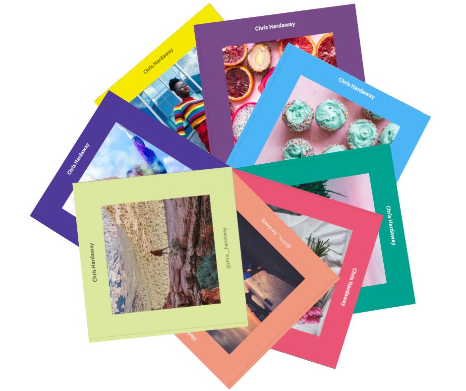 a group of instagram books with different colors